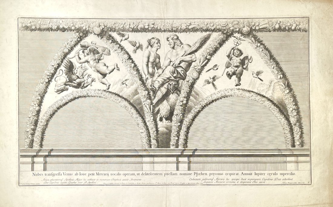 Nicolas Dorigny (1658 - 1746) - Antique Fine Print  - The Loggia of Cupid and Psychne (1 of 4)