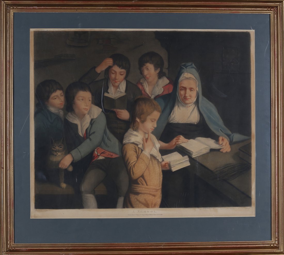 John Opie (1761-1807)  - Antique Mezzotint Print - "School" (1 of 2)