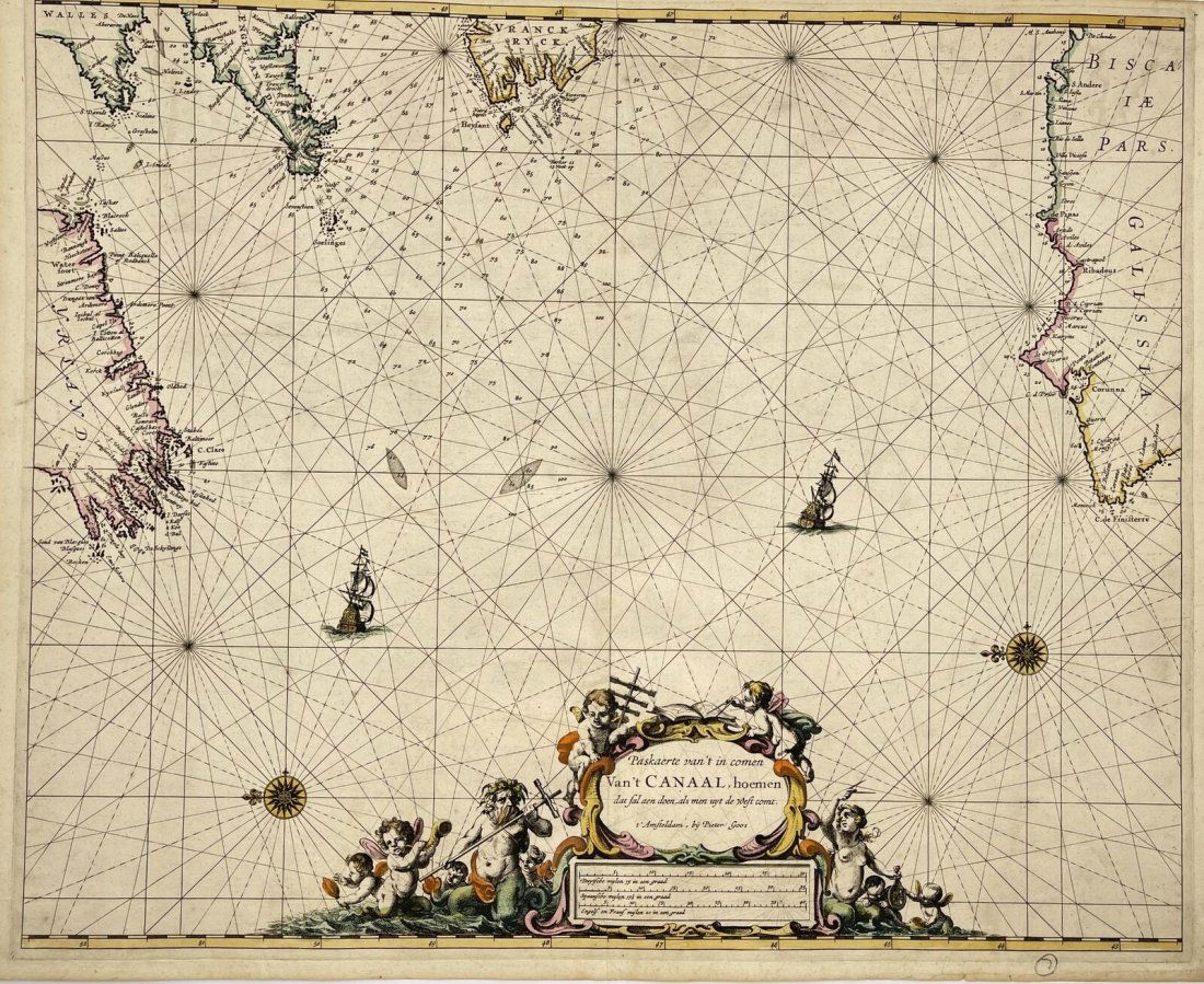 Pieter Goos (1616-1675) - Antique Map of Celtic Sea - Antique Sea Chart (1 of 4)