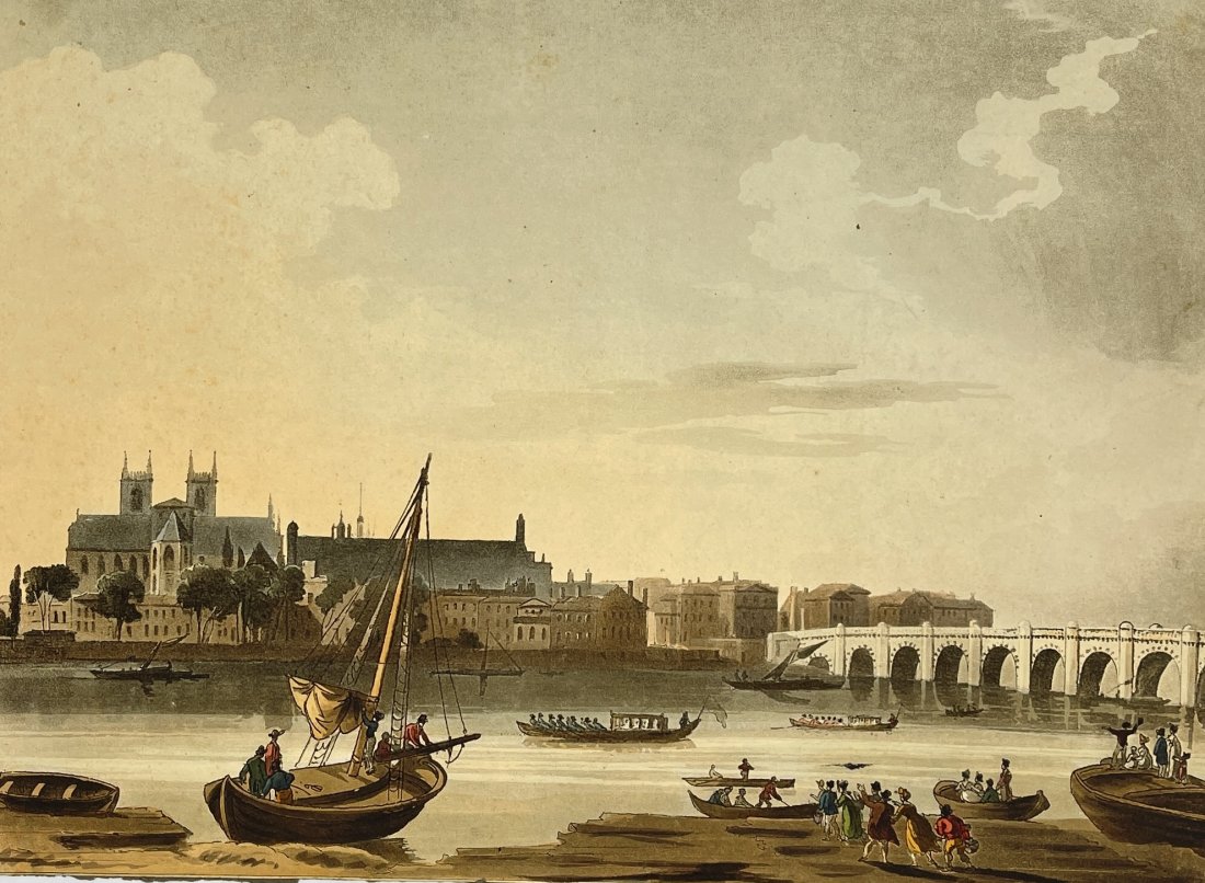 Antique Oil Painting - Landscape - Westminster Bridge - London - England (1 of 3)