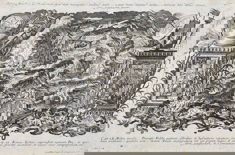 Religious Engraving - Acts of the Apostles - Biblical Scenes - Apostle Paul: This is engaving "Actus Apost. C. 27. Cum non efset tuta navigatio.- Paulus dixit:- artitit mihi angelus dicens...tecum / C.28 8 In Melita insula Principis Publii patrem, febribus et dylsenteria vexat