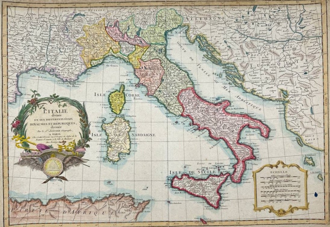 Janvier Map of Italy - Italian Peninsula - Corsica, Sardinia (1 of 3)