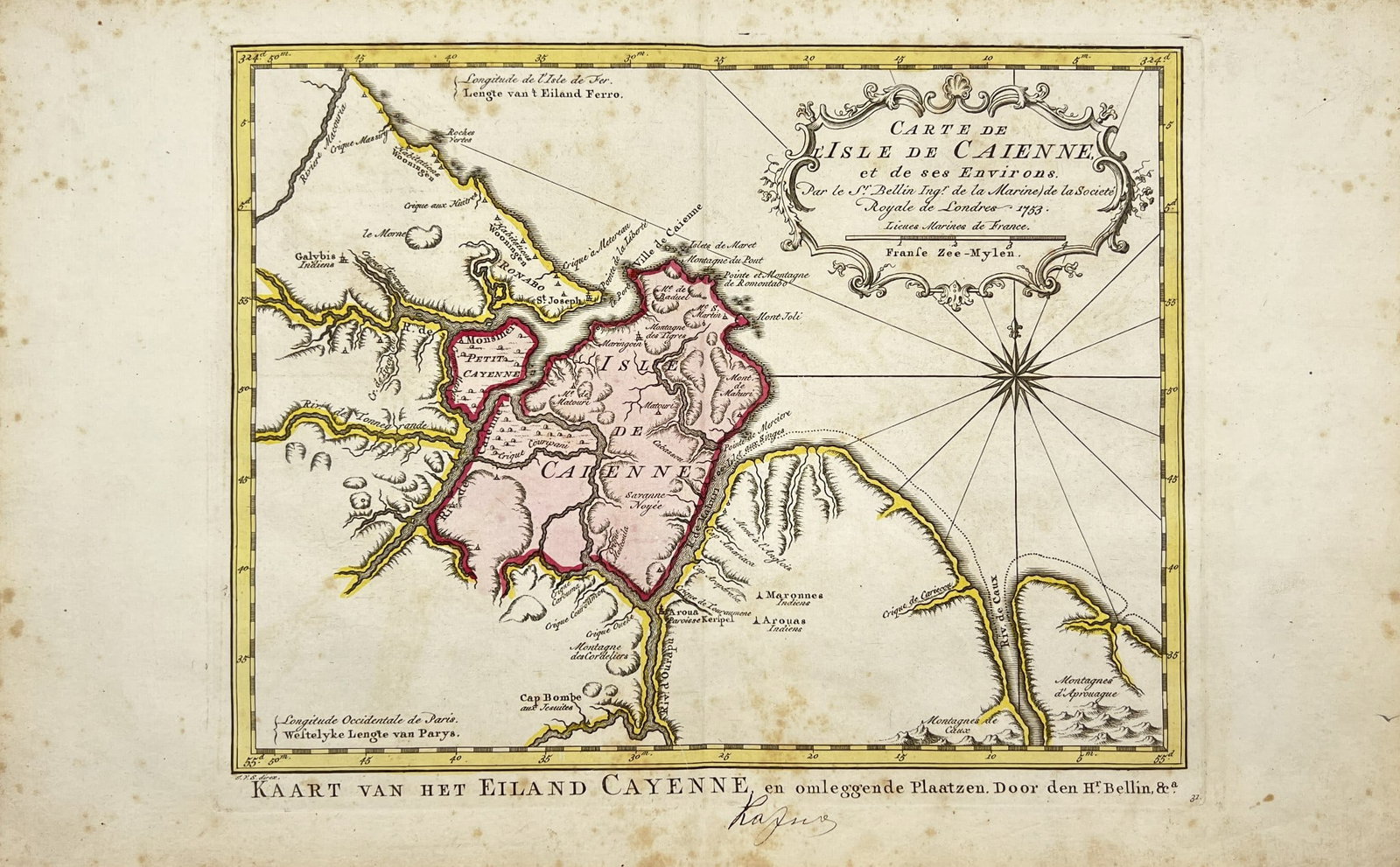 Original Engraving Map - Continuation of the Map of Hindustan - India - Asia - Nicolas Bellin (1 of 2)