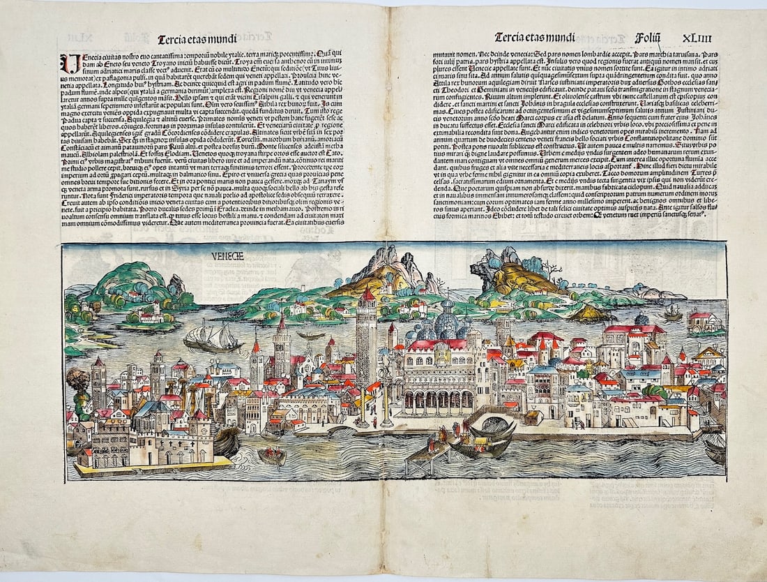 Antique Woodcut - Map of Venezia - Panoramic Bird's-Eye View - Hartmann Schedel (1 of 6)