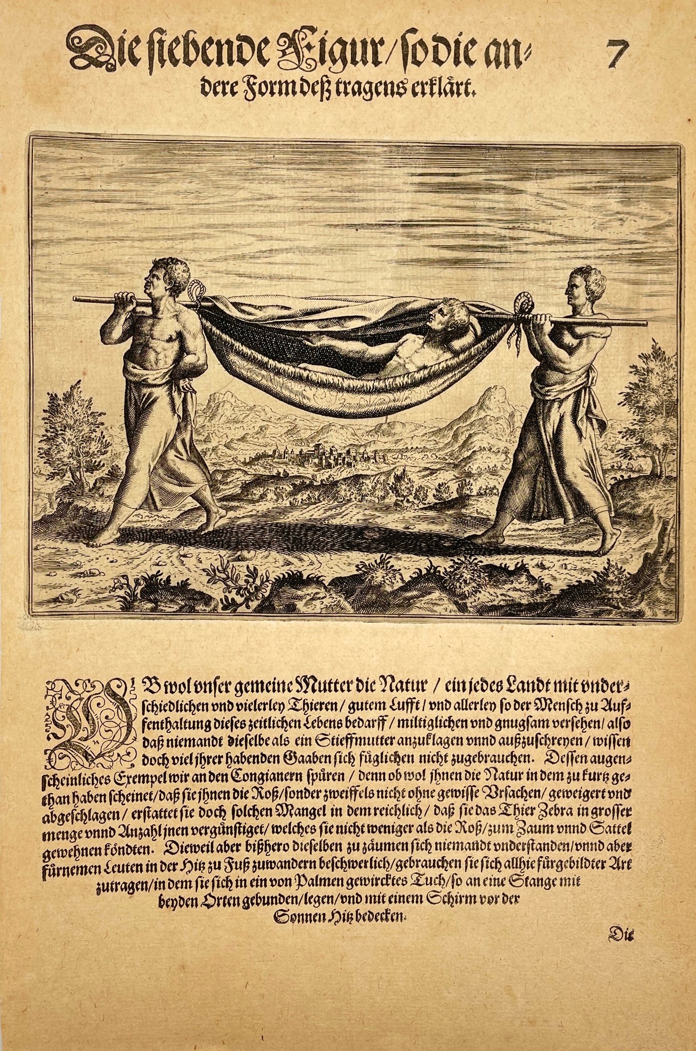 Antique Print - Theodor de Bry - "Travelling in Congo" - Kingdom of Congo (1 of 4)