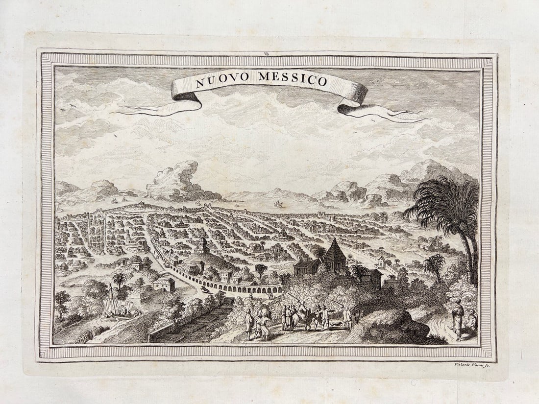 Antique Engraving - New Mexico - Violante Vanni - American Gazetteer - Italy: This wonderful engraving " Nuovo Messico" (New Mexico.) originates from "ll Gazzettiere americano contenente un distinto ragguaglio di tutte le parti del Nuovo Mondo della loro situazione, clima, terr