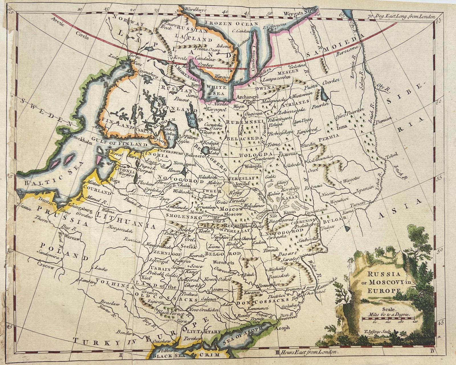 Thomas Jefferys - Hand-coloured map of Lithuania, Poland, Ukraine, Latvia, Estonia, Finland and (1 of 2)