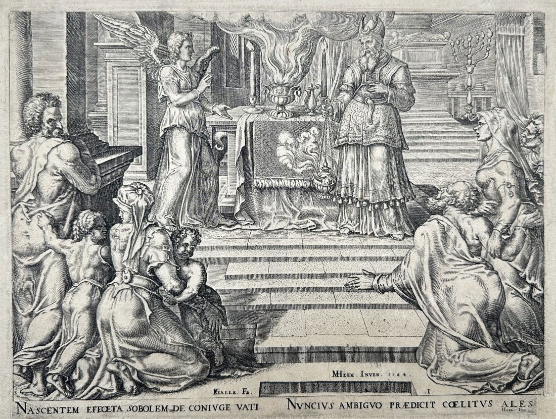 Philip Galle (1537–1612) & Maarten van Heemskerck - The Annunciation to Zacharias (1 of 2)