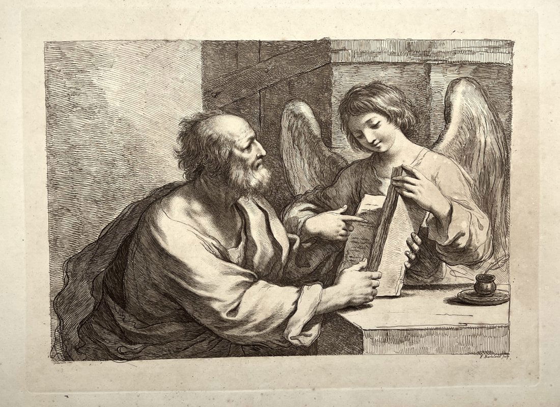 Francesco Bartolozzi after Giovanni Francesco Barbieri (Guercino) - Saint Matthew with an Angel (1 of 2)