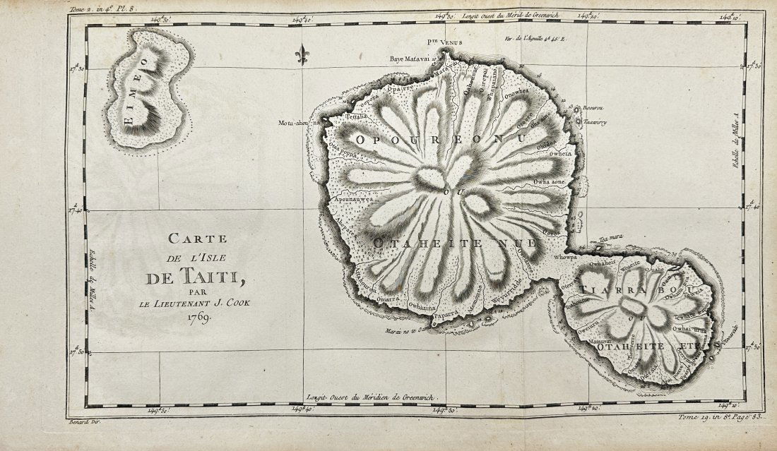 James Cook - Map / Chart Of The Island Tahiti (1 of 2)