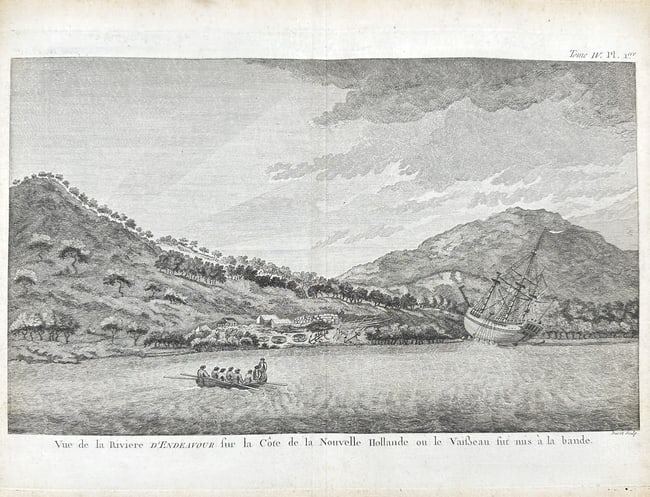 Pierre Jacques Duret & James Cook - View of Endeavour River - New Holland, Australia (1 of 3)