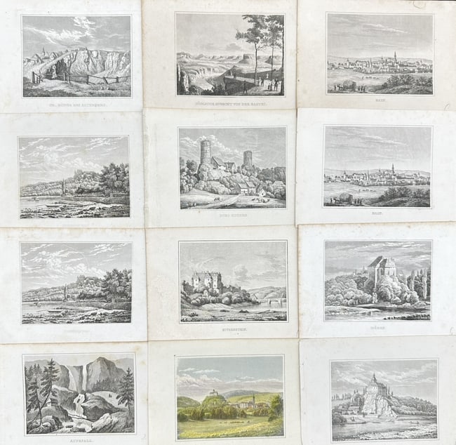 Joseph Meyer - Lot of 12 Prints - Landscapes of Europe - Saxon, Switzerland, Vogtland, Germany (1 of 5)