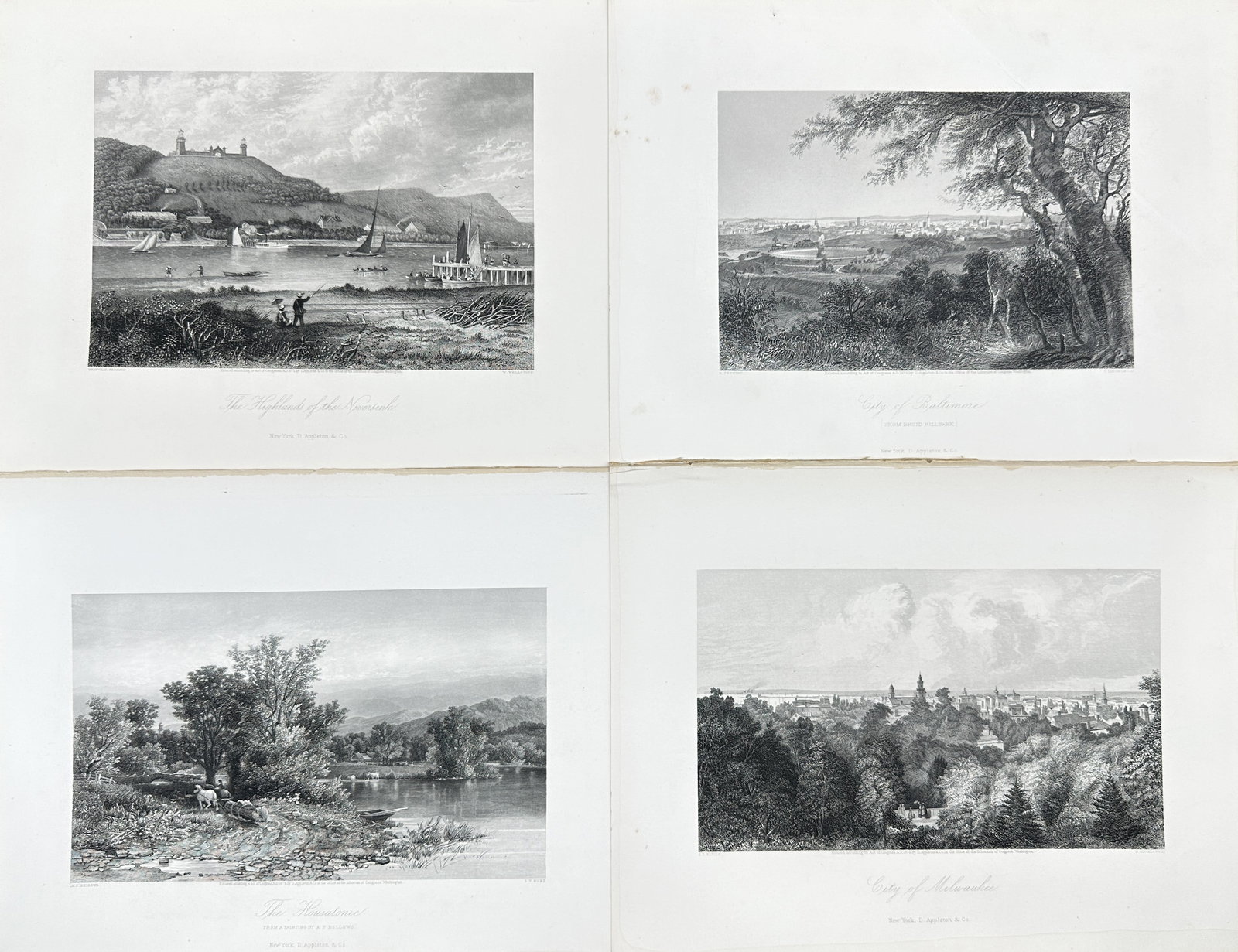 William Wellstood / William Cullen Bryant - Set of 4 Engraving - Neversink, Druid Hill Park, (1 of 4)