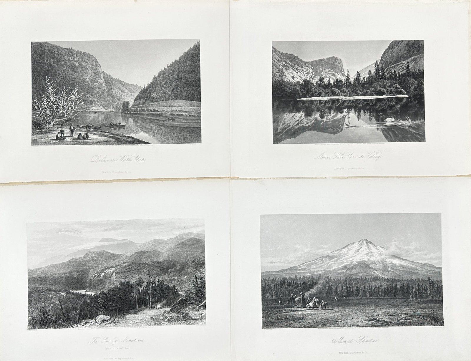 William Cullen Bryant / Samuel Valentine Hunt - Set of 4 - Delaware Water Gap, Mirror Lake, (1 of 4)