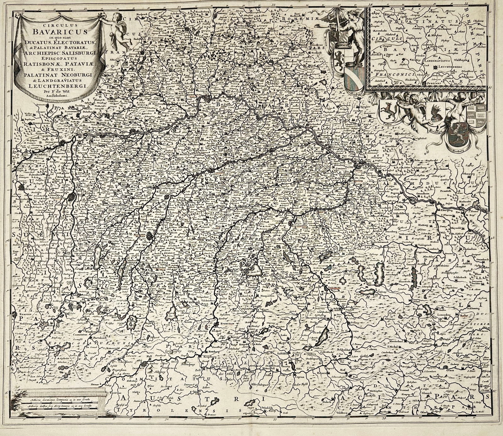 Frederik de Wit – Map of Bavaria / Circulus Bavaricus – Engraving (c.1680) (1 of 3)