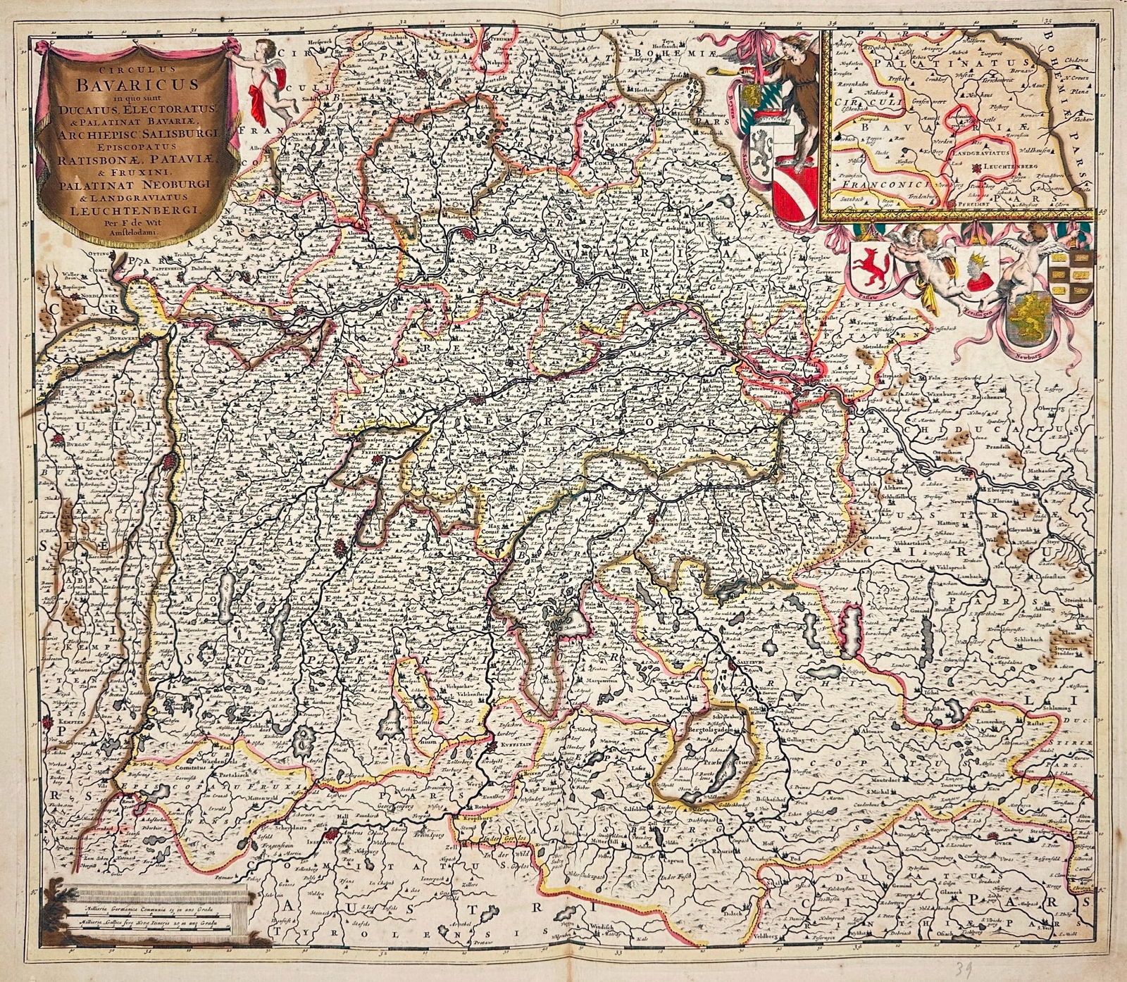 Frederik de Wit – Map of the Ducatus Bavaricus et Confinia -  Hand-Coloured Engraving (1 of 3)