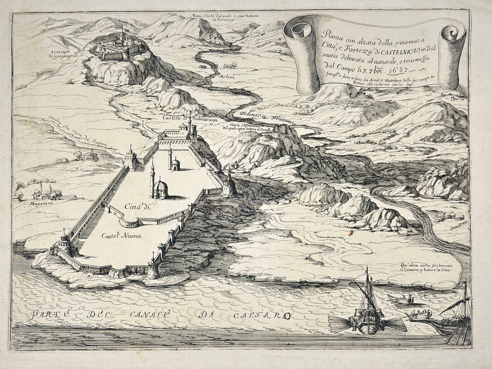 Giovanni Giacomo de Rossi – Plan of the City and Fortress of Castelnuovo in Dalmatia (1 of 3)