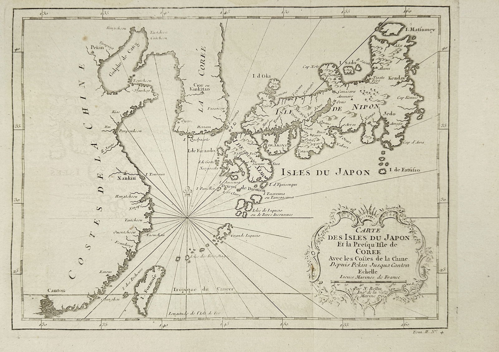 Jacques Nicolas Bellin – Map of the Islands of Japan and the Korean Peninsula – Engraving (1 of 3)