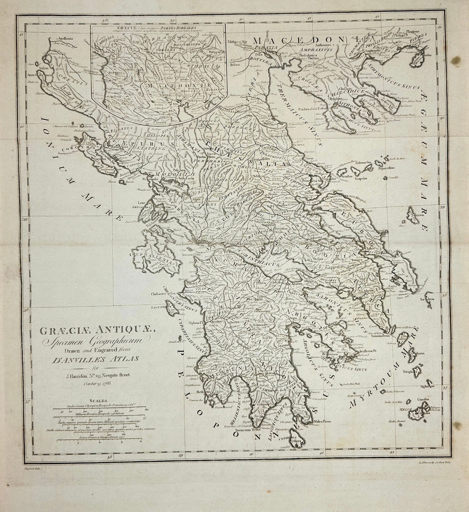 John Harrison (active late 18th century) – Large Map of Ancient Greece (1 of 3)
