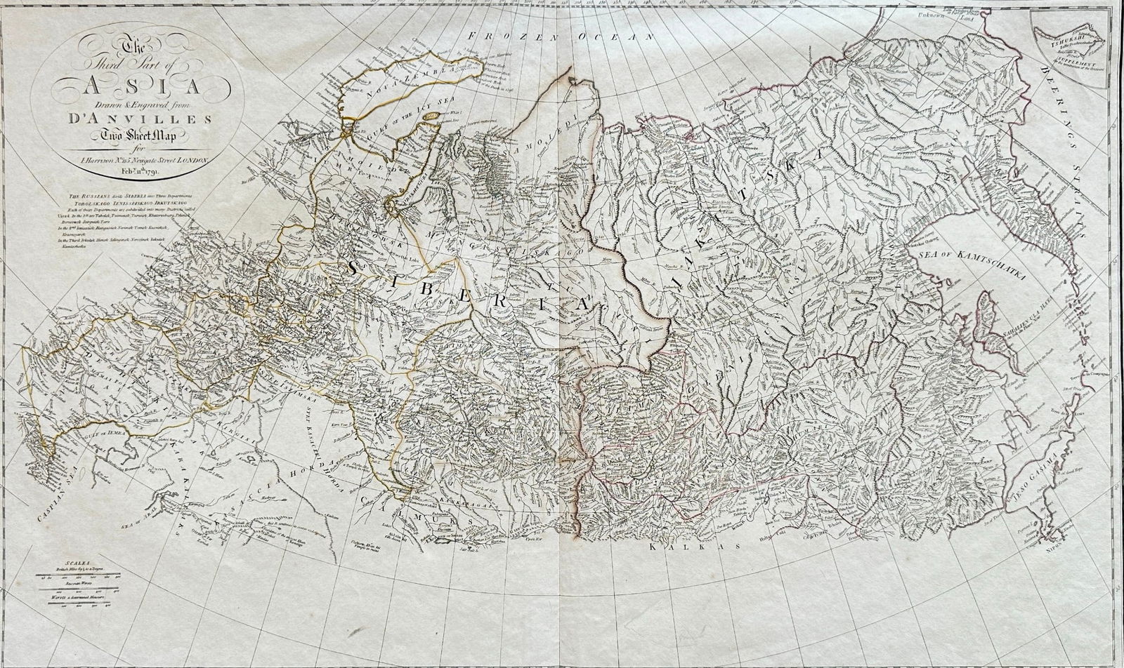 Jean Baptiste Bourguignon d'Anville (1697–1782)– Map of Siberia and Eastern Asia (1 of 3)