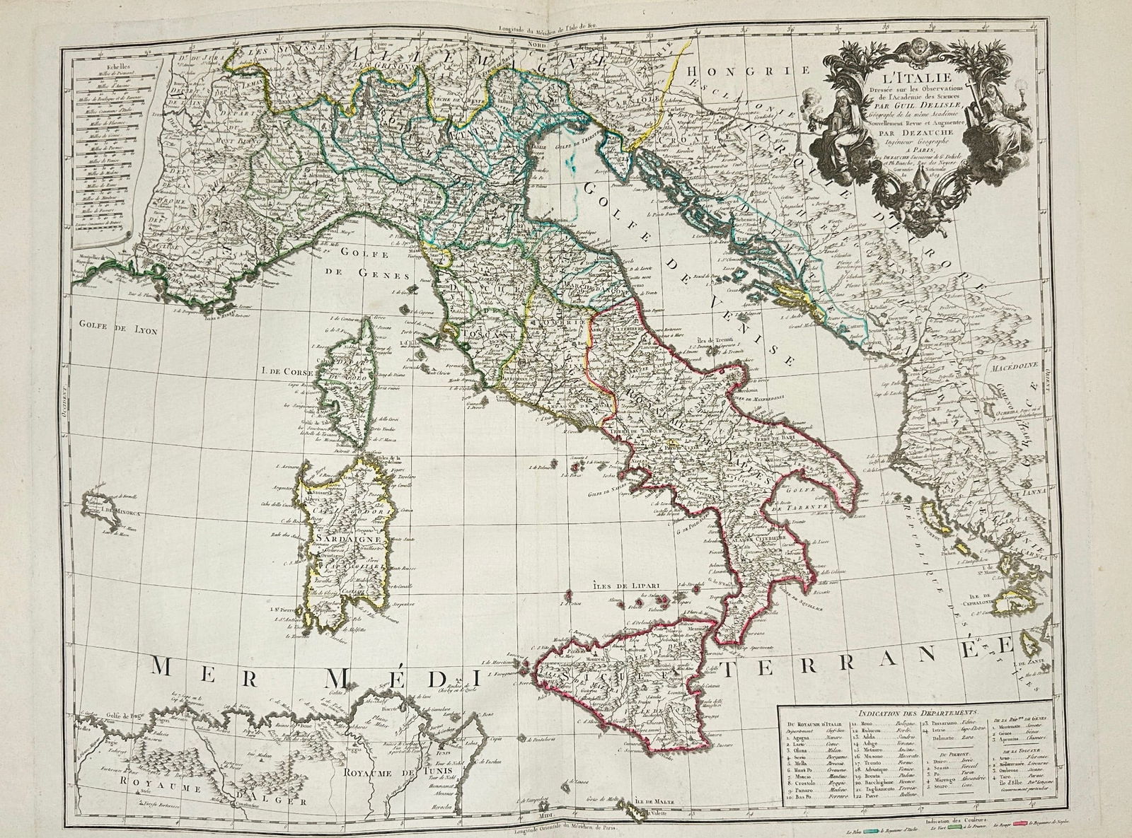 Guillaume Delisle (1675–1726) -  Map of Italy – L’Italie – Hand-Coloured (1 of 3)