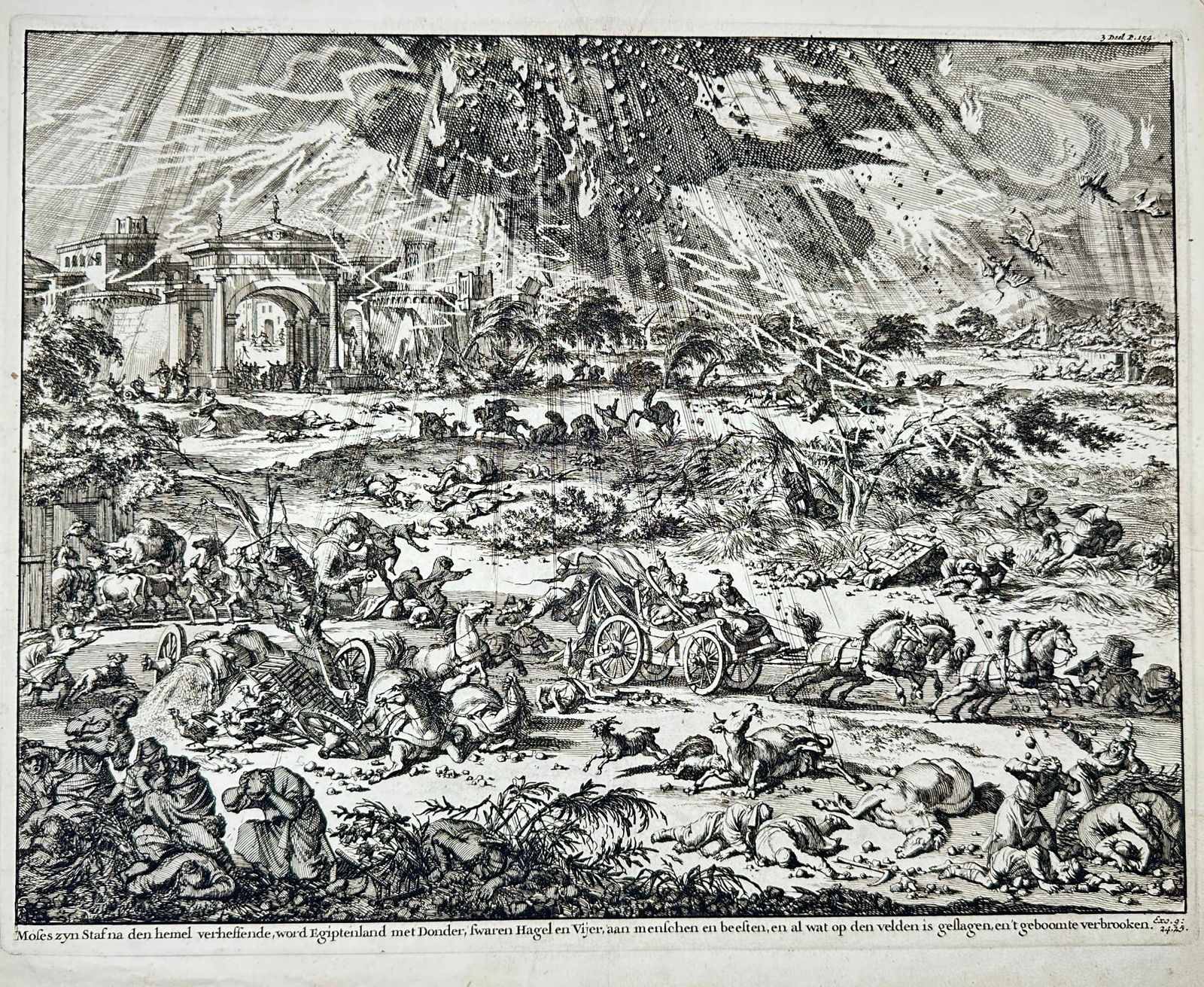 Willem Goeree & Jan Luyken – Moses Sends Thunder and Hail upon Egypt - Etching (1 of 3)