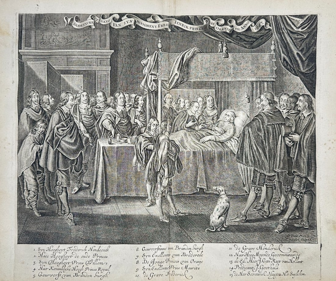 Cornelis van Dalen (II) – Deathbed of Frederick Henry, Prince of Orange – Copperplate engraving (1 of 3)