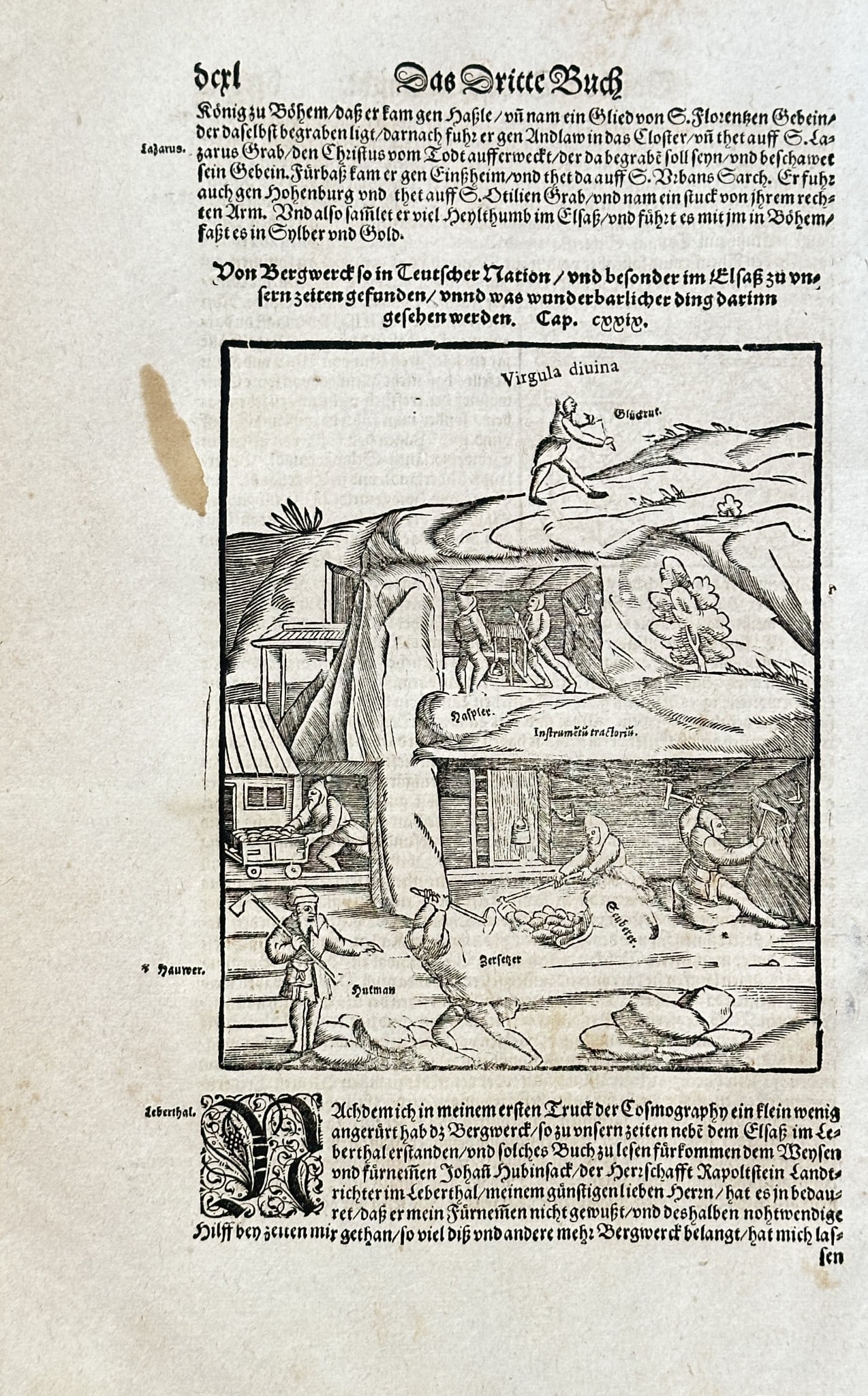 Sebastian Munster – Of the Mines in the German Nation – Woodcut Engraving (1 of 3)