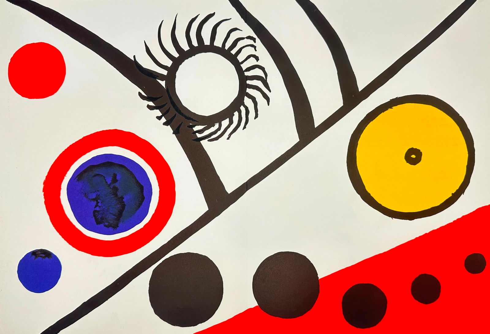 Alexander Calder (1898–1976) - The Sun and the Moon - Original lithography: A lithography originates from the 1976 edition of Derriere Le Miroir #221 by Alexander Calder, limited edition of 150 copies. Derrière Le Miroir was a publication that ran from 1946 to 1982, featurin