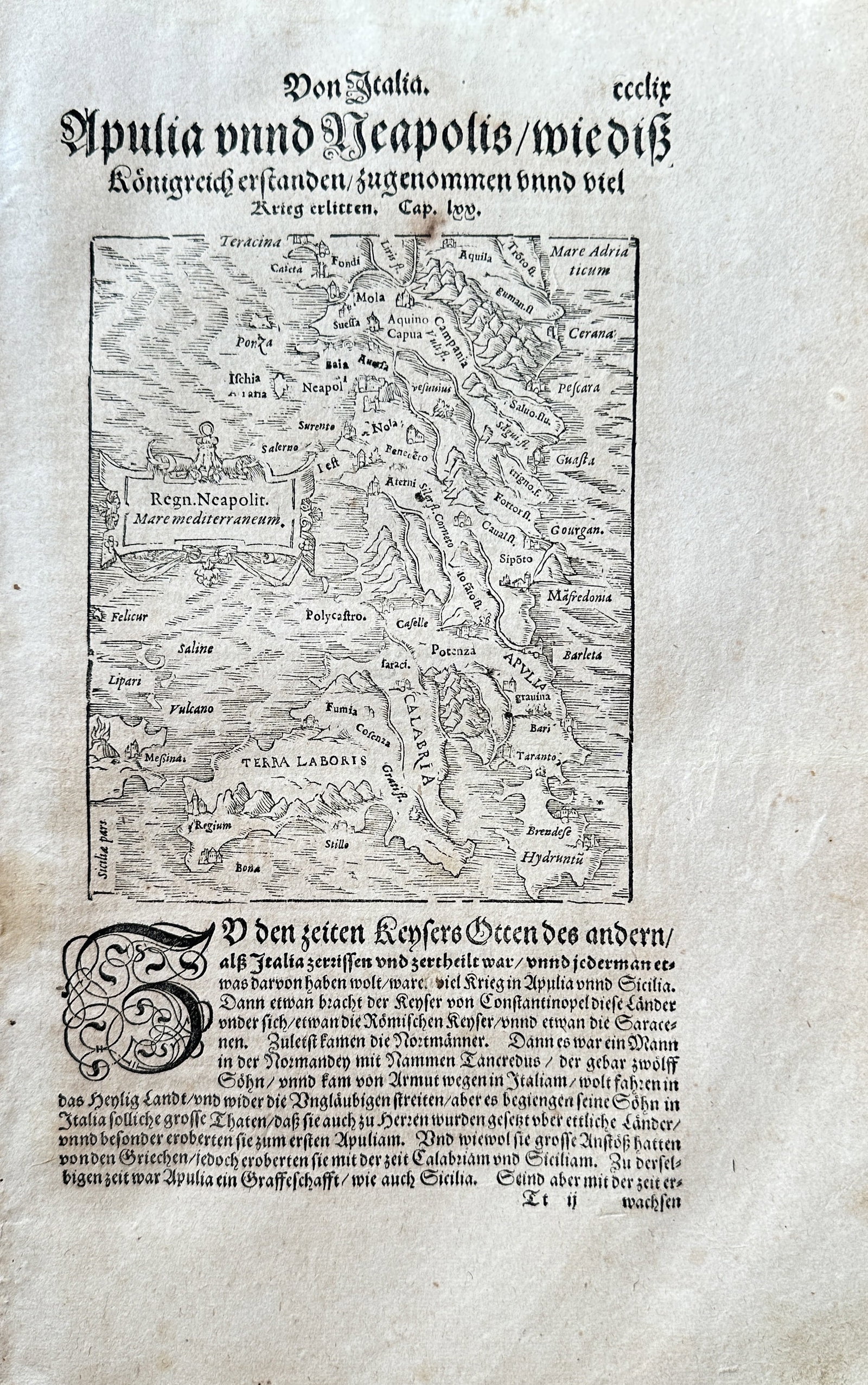 Sebastian Munster (1488–1552) – Italy - Apulia and Naples – Woodcut (c. 1550) (1 of 3)