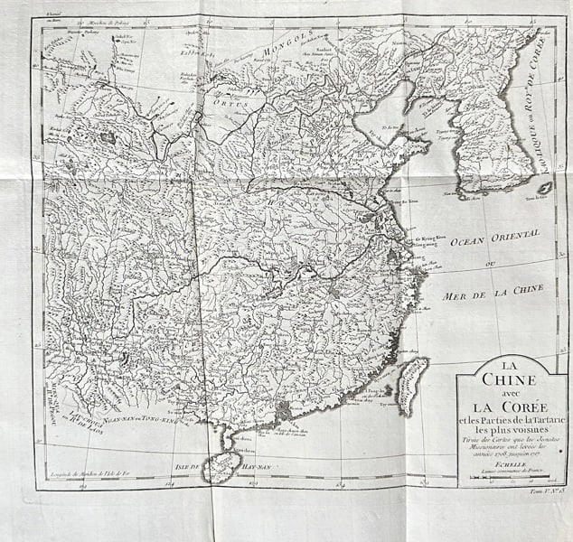 Abbot Antoine François Prévost (1697–1763) – Map of China, Korea (1 of 3)