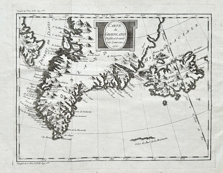 Jacques Nicolas Bellin (1703–1772) – Map of Greenland - Engraving (1 of 3)