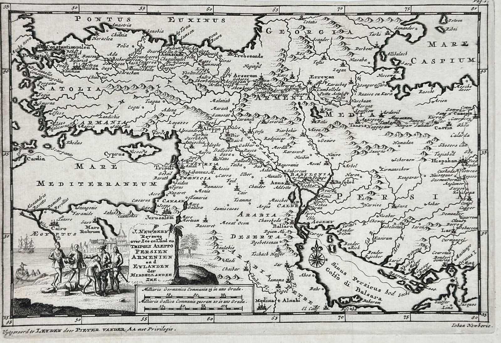 Pieter van der Aa (1659–1733) – Map of the Travels of the Persians and Armenians (1 of 3)