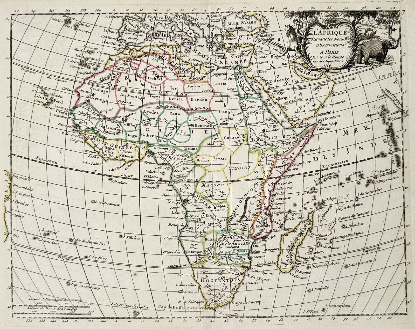 Georges-Louis Le Rouge (c. 1712–c. 1790) – Map of Africa – Hand-coloured (1 of 3)