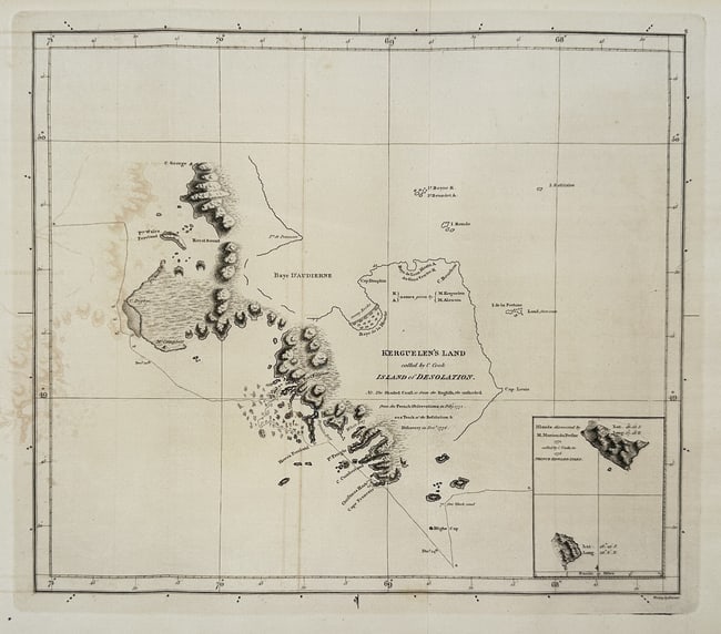 James Cook – Map of Kerguelen's Land Called by Captain Cook Island of Desolation (1 of 2)