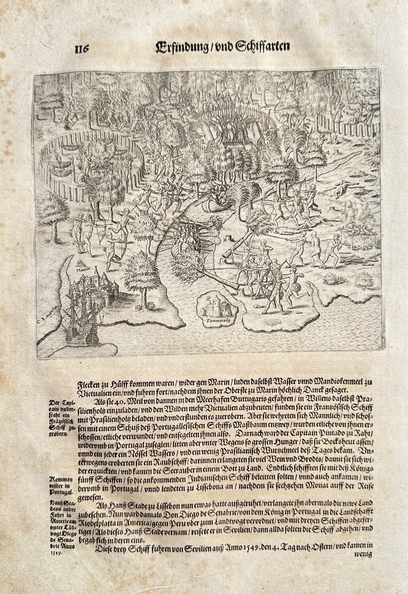 Theodore de Bry (1528–1598) – Siege of an Indigenous Fort in the West Indies (1 of 3)
