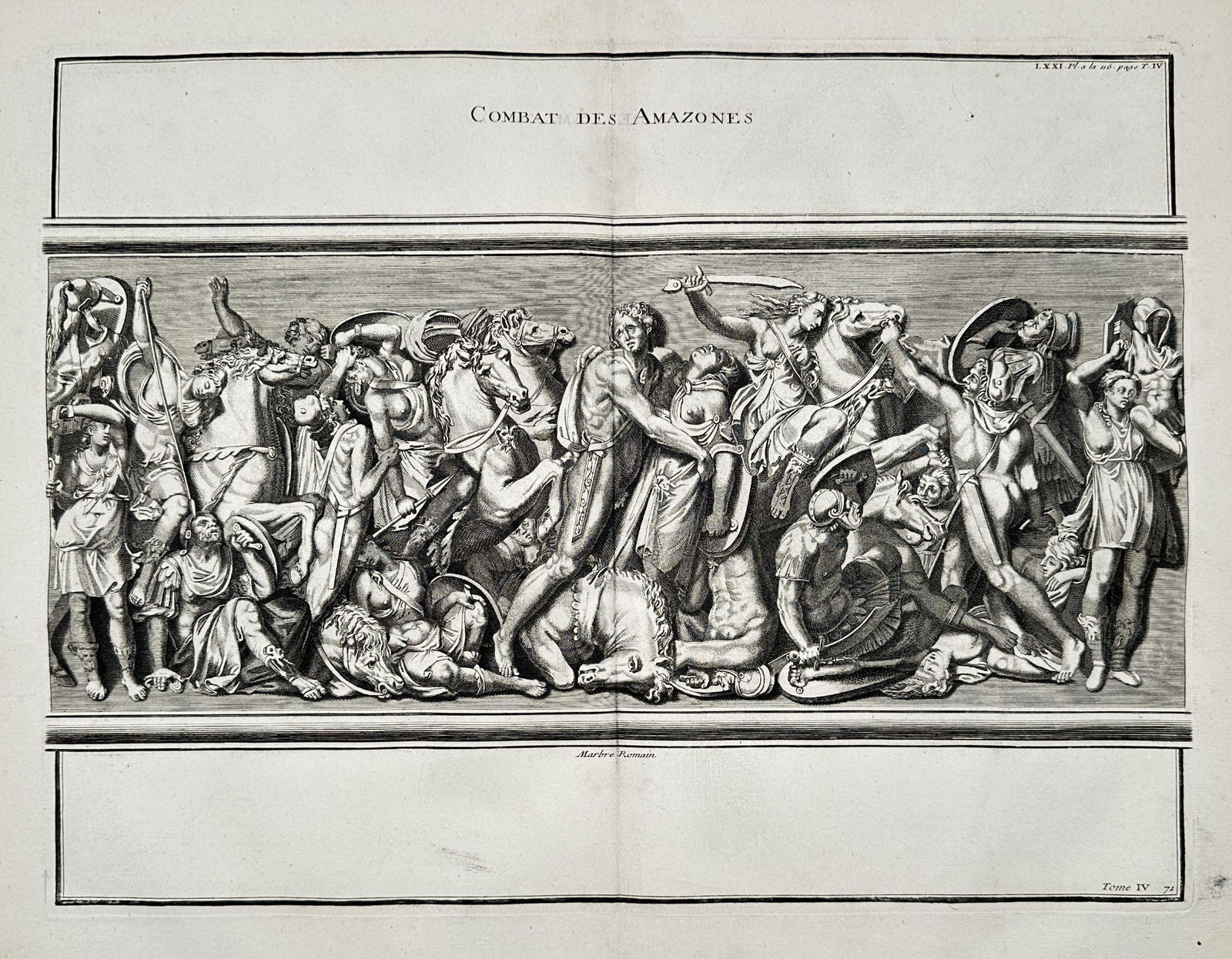 Bernard de Montfaucon (1655–1741) – Combat of the Amazons - Engraving (1 of 3)