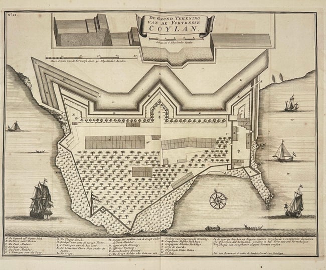 Jacobus van der Schley after – Map of India - Ground Plan of the Fortress of Coylan (1 of 2)