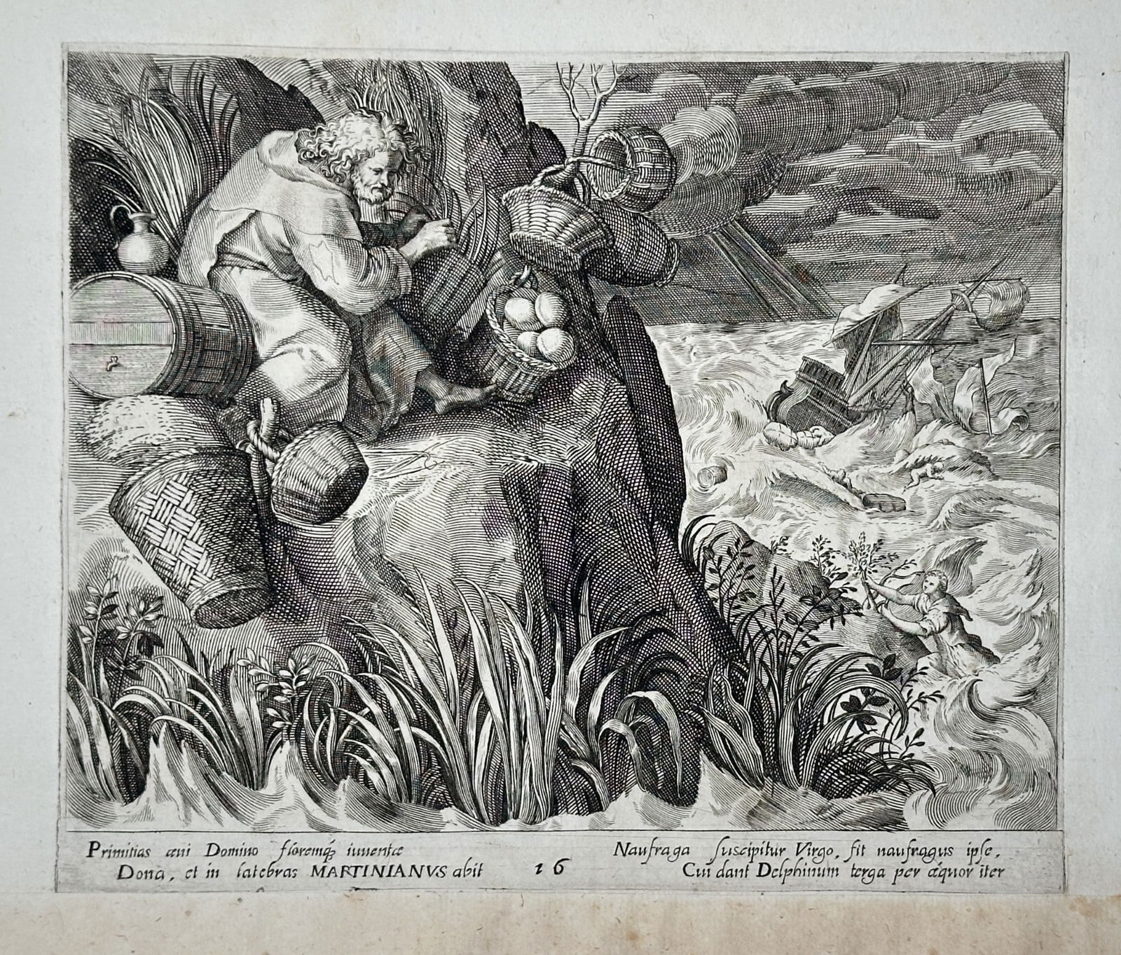 Jan van der Straet (1523–1605) – The Temptation of Saint Martinianus – Engraving (1 of 3)