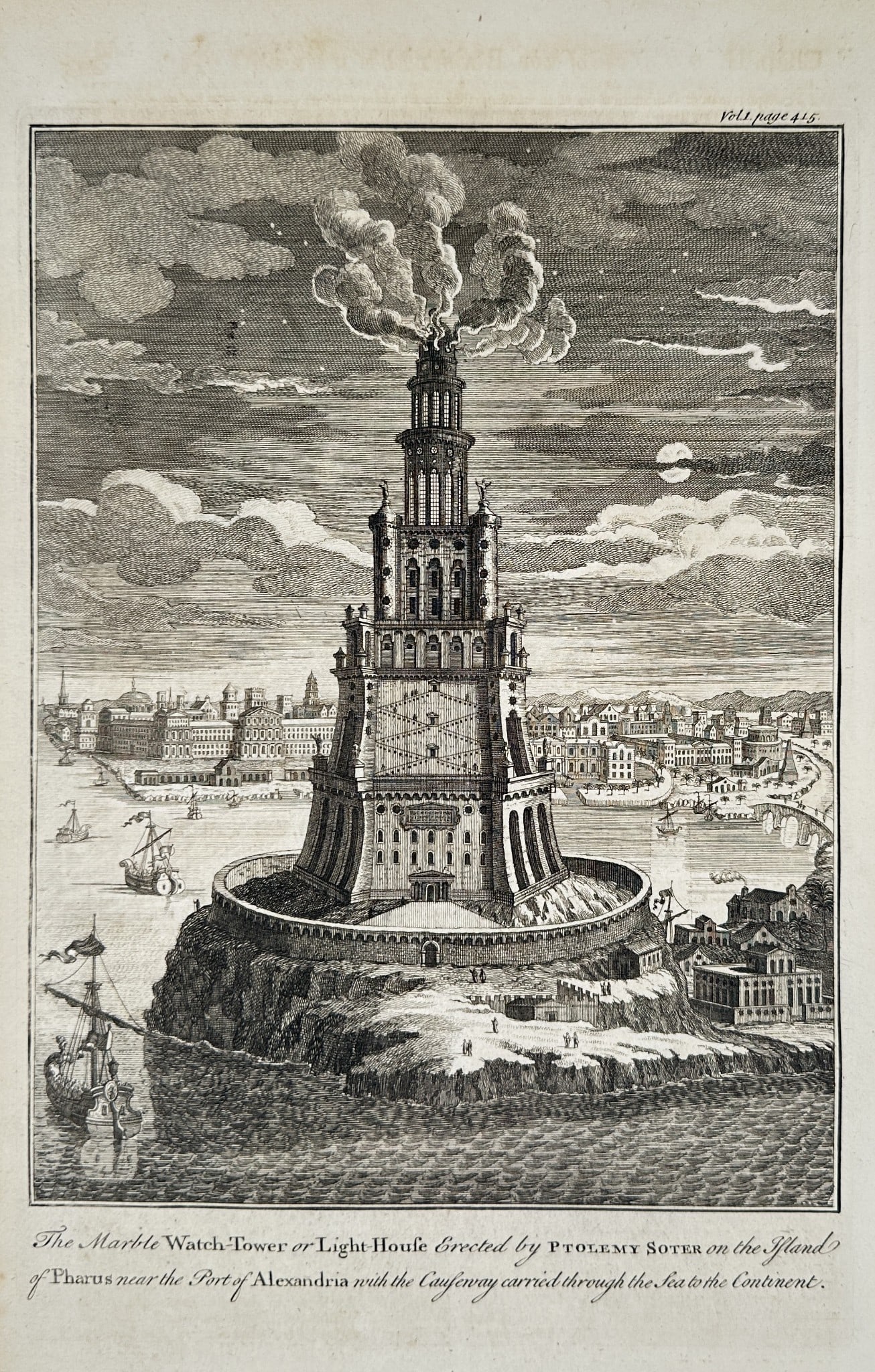 Emanuel Bowen (c. 1694–1767) – The Pharos of Alexandria (The Marble) (1 of 3)