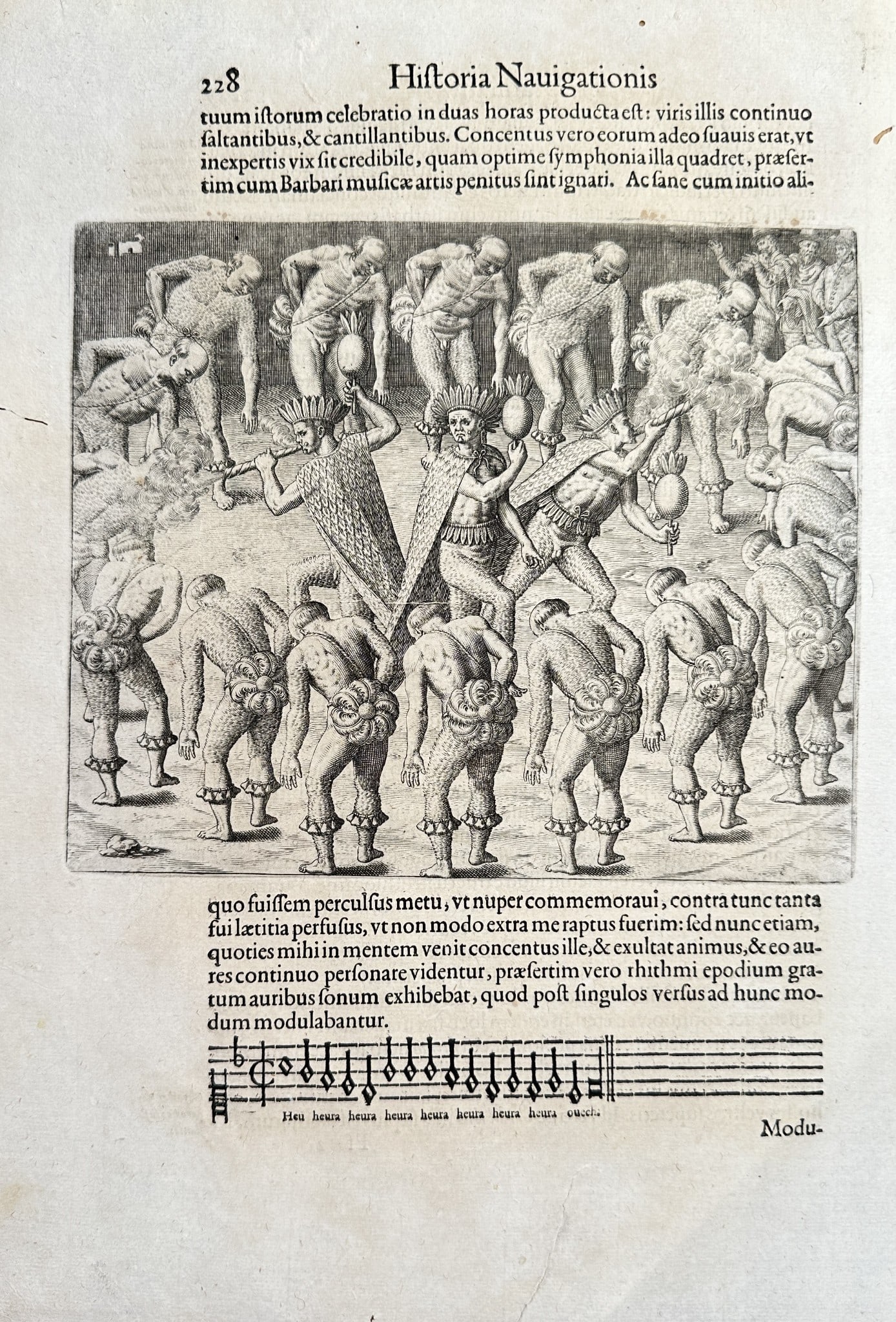 Theodor de Bry (1528–1598) – Indigenous Brazilian Celebration with Musical Notat (1 of 3)