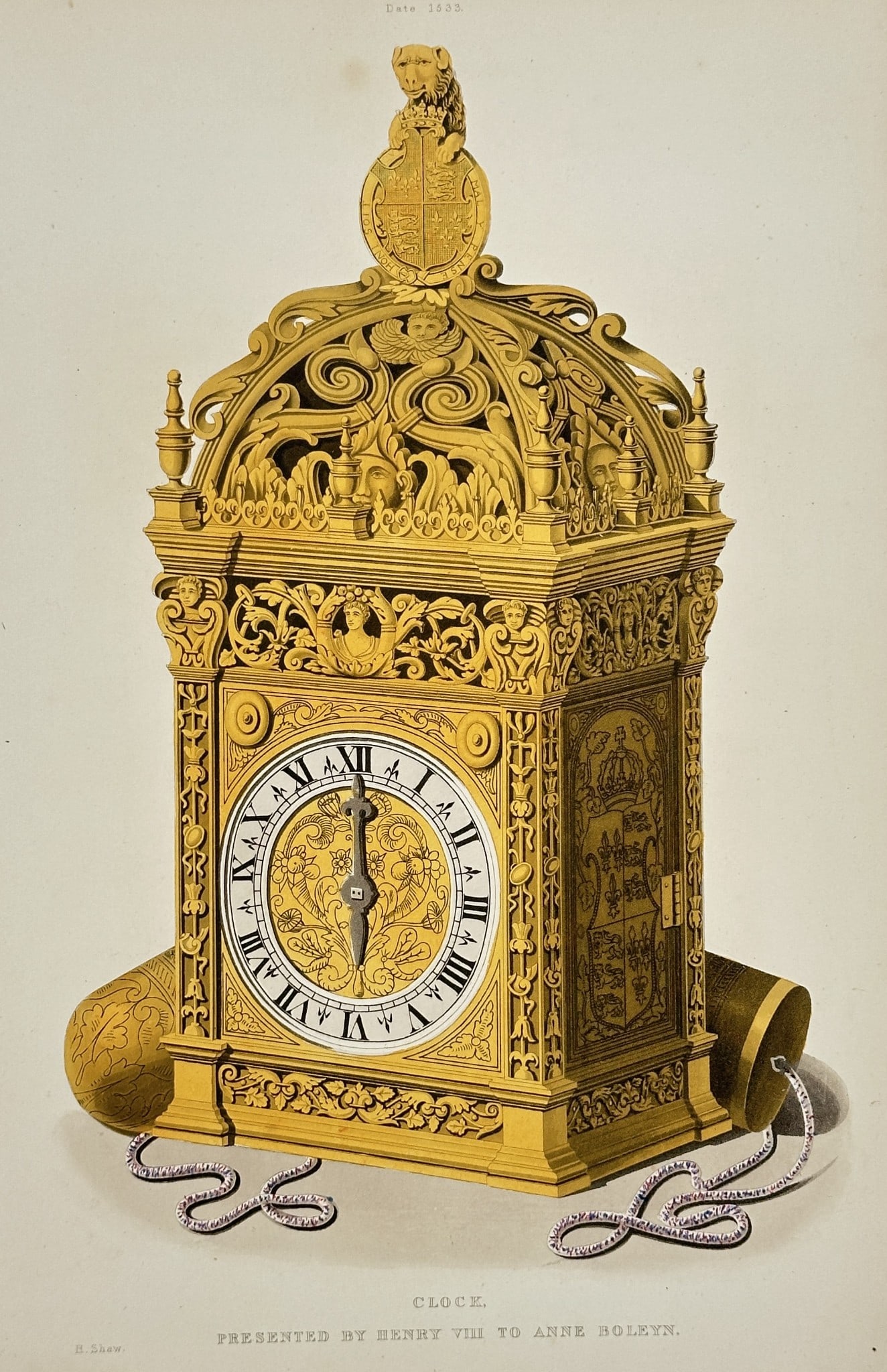 Henry Shaw – Clock Presented by Henry VIII to Anne Boleyn – Engraving (1 of 3)