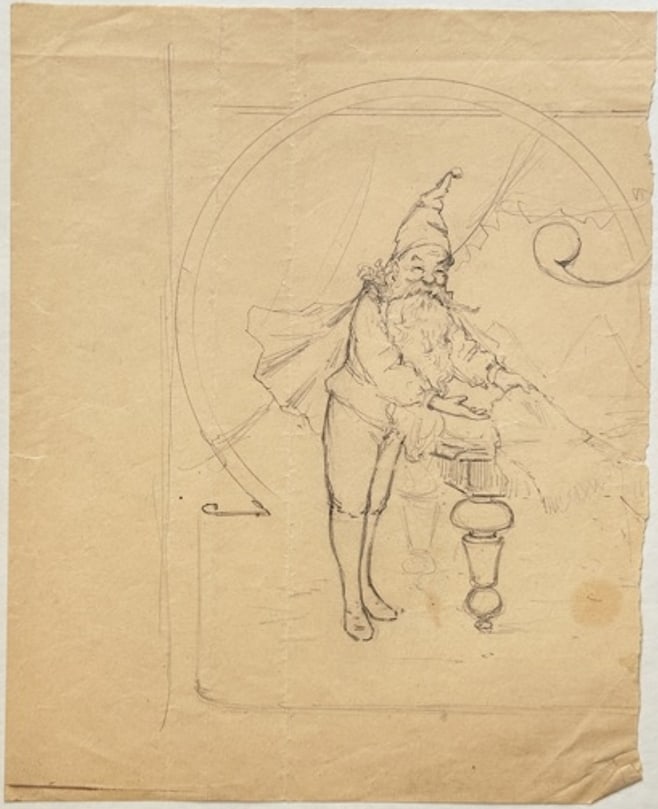Albert Engström (1869–1940) – Untitled (Gnome or Figure Study) – Pencil (1890) (1 of 2)