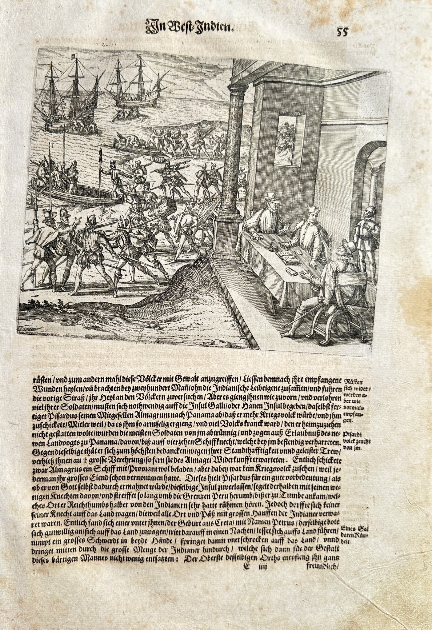 Theodore de Bry (1528–1598) – The West Indies: Conquest and Violence – Engraving (1 of 2)