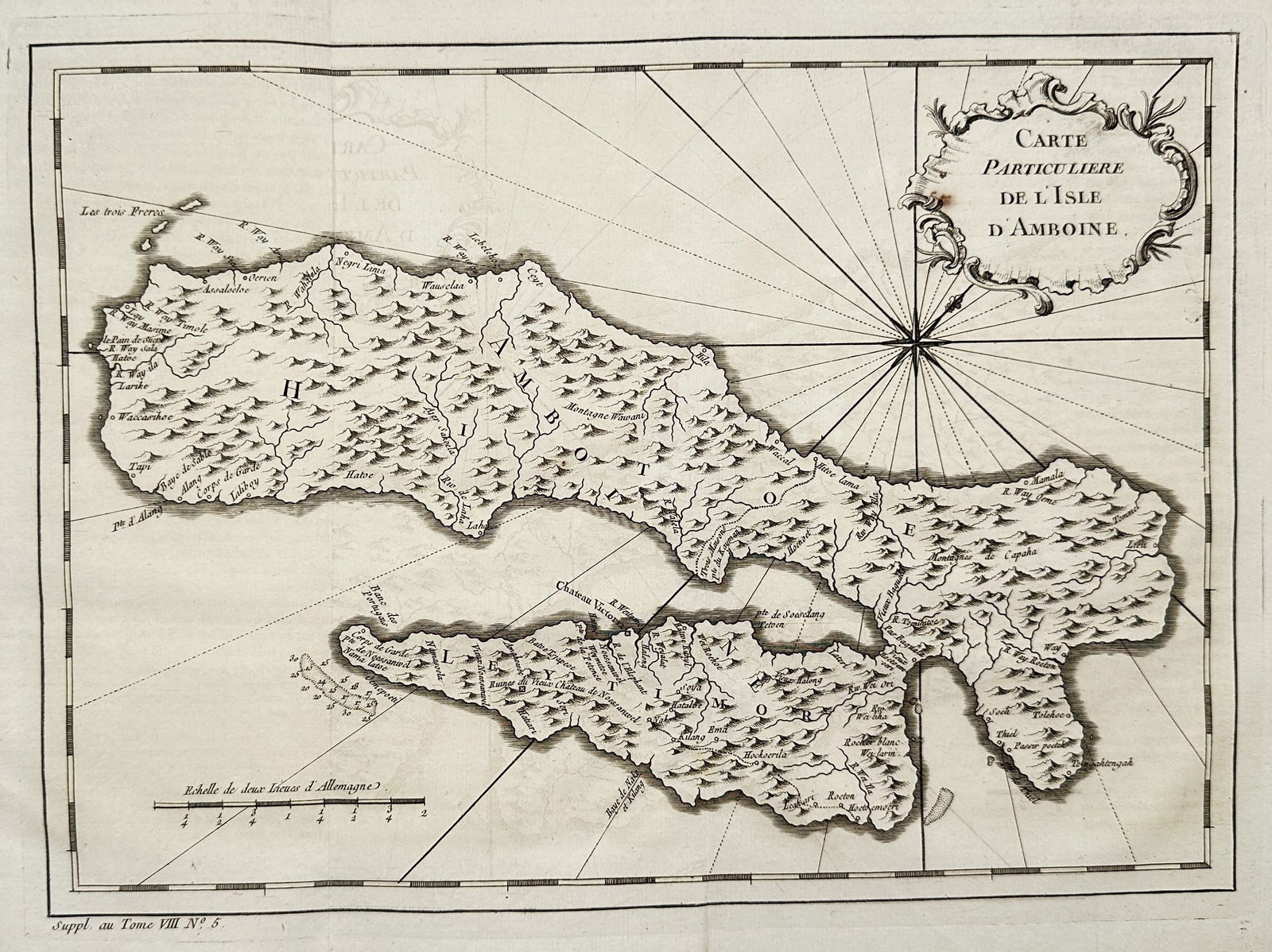 Jacques-Nicolas Bellin – Map of Ambon Island: Carte Particuliere de l'Isle d'Amboine (1 of 2)