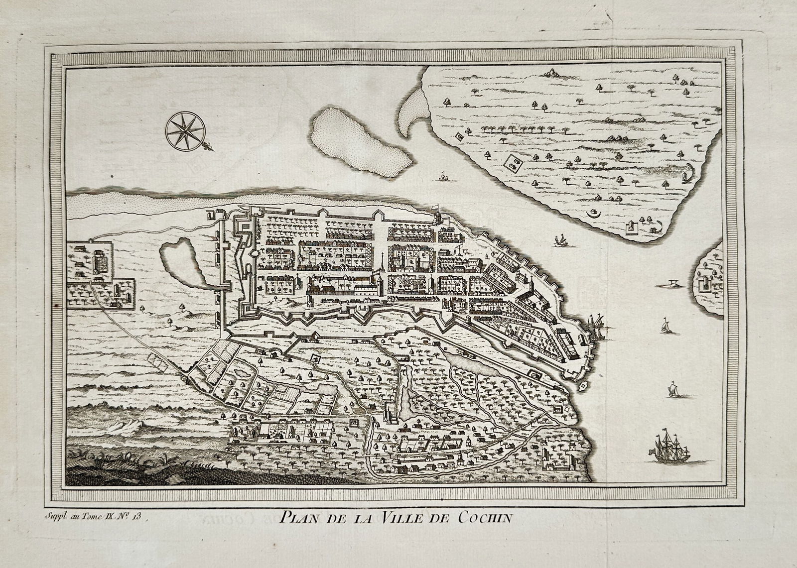 Jacques-Nicolas Bellin (1703–1772) – Map of the City of Cochin: Plan de la Ville de Cochin (1 of 2)
