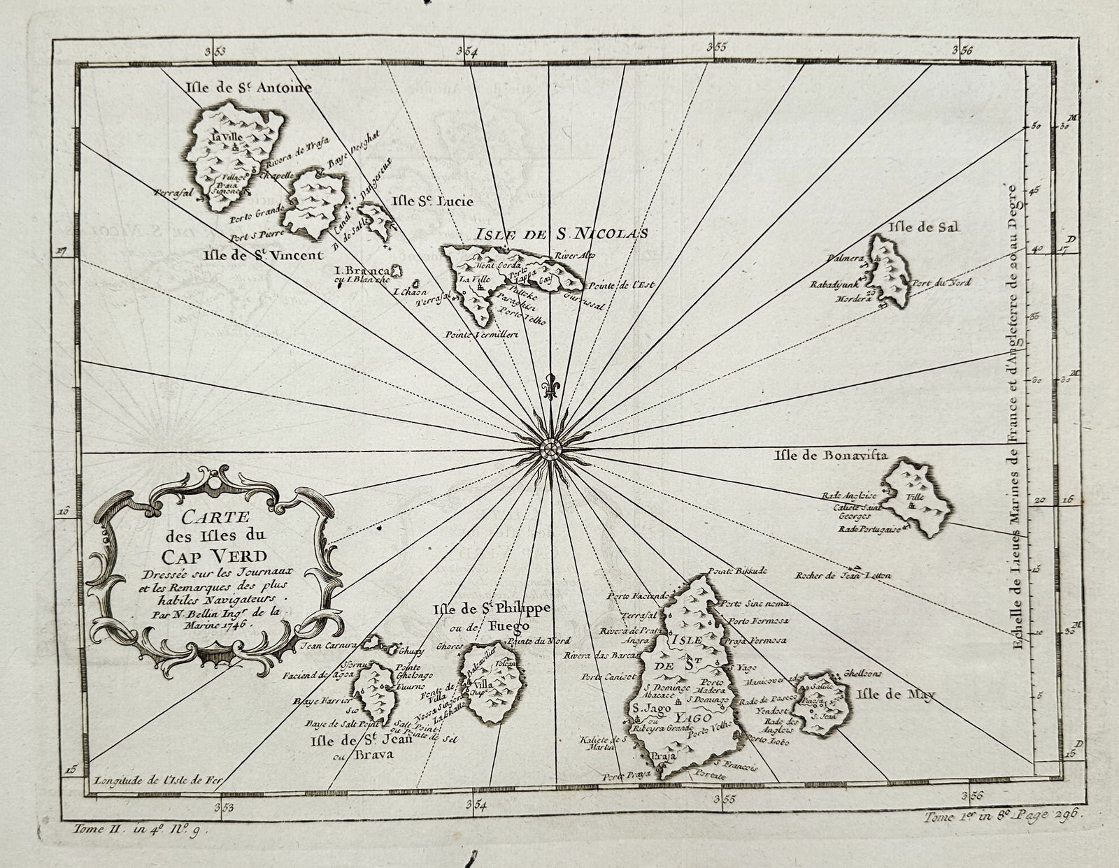 Jacques-Nicolas Bellin (1703–1772) – Map of the Cape Verde Islands (Africa) – Engraving (1 of 2)