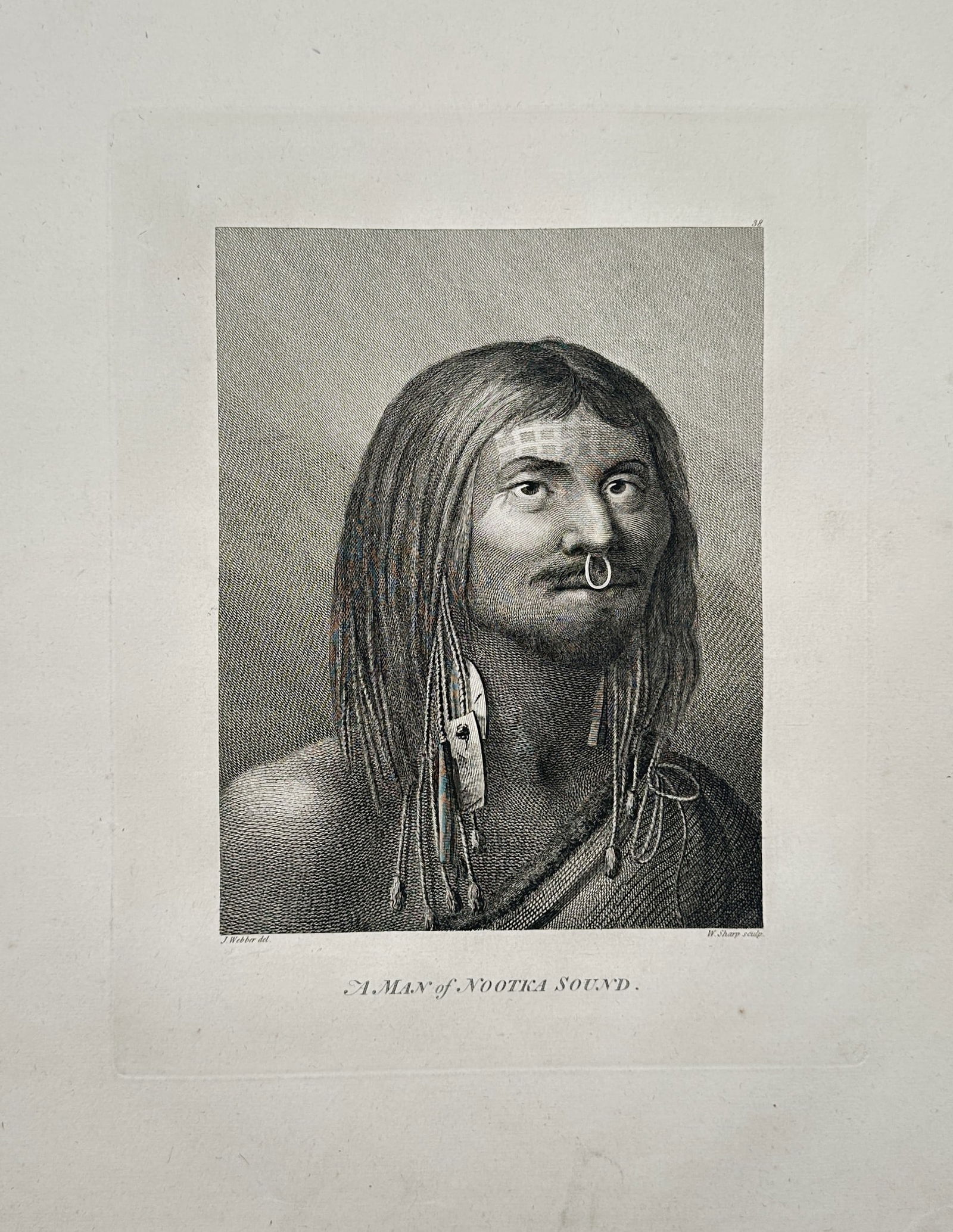 John Webber (1751–1793) – A Man of Nootka Sound – Engraving (1784) (1 of 2)