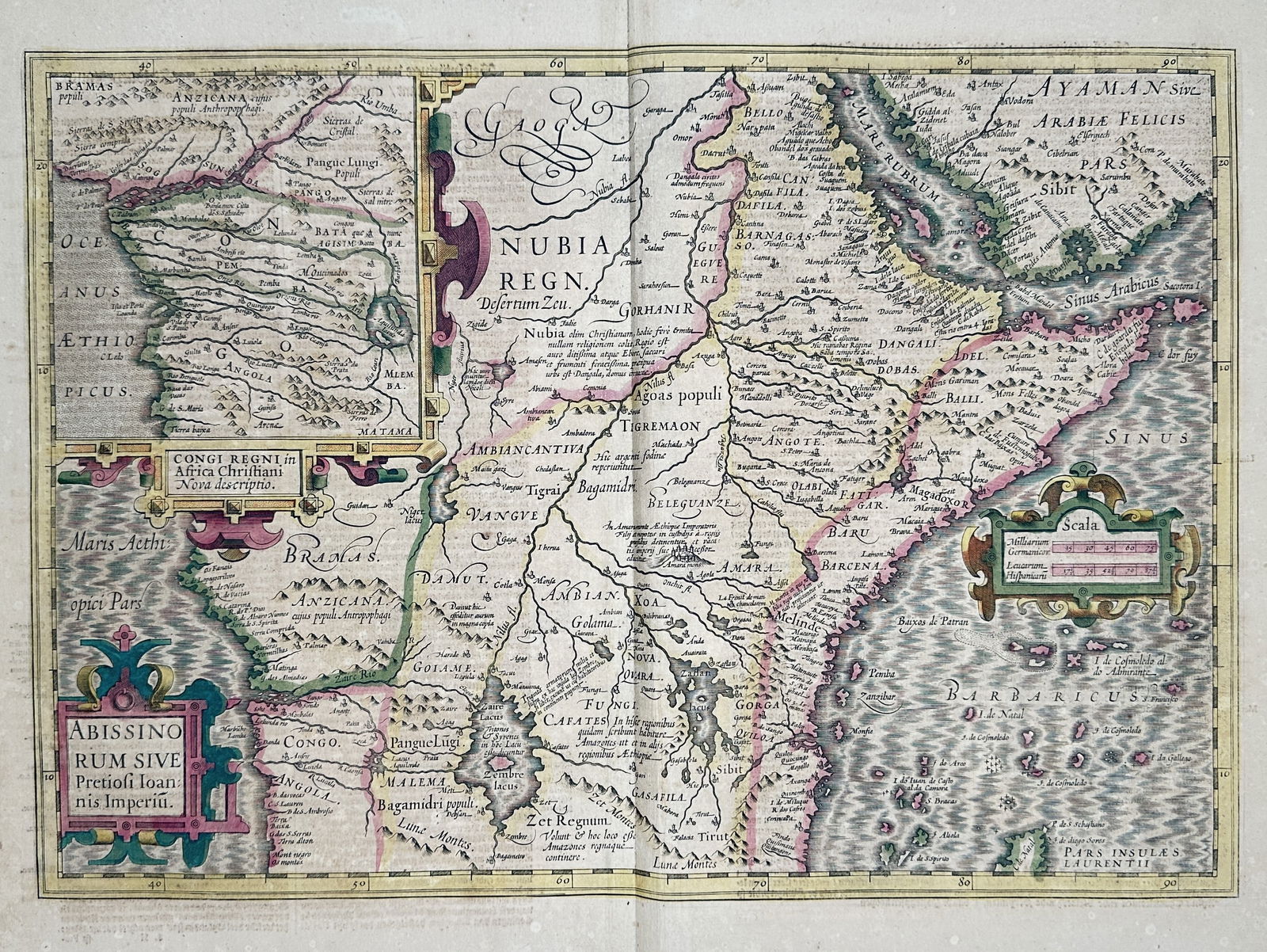Johannes Janssonius – Map of the Kingdom of Abyssinia (Prester John) – Engraving (1 of 2)