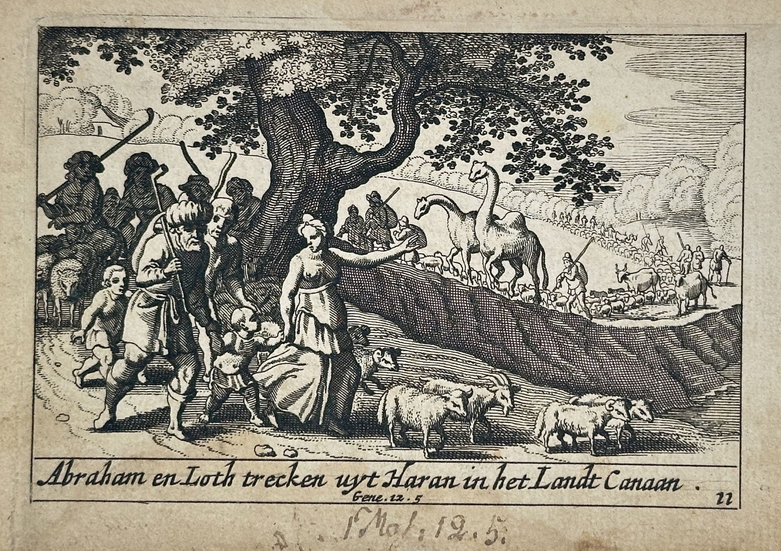 Matthäus Merian (1593–1650) – Abraham and Lot Journey from Haran to Canaan – Engraving (1 of 2)